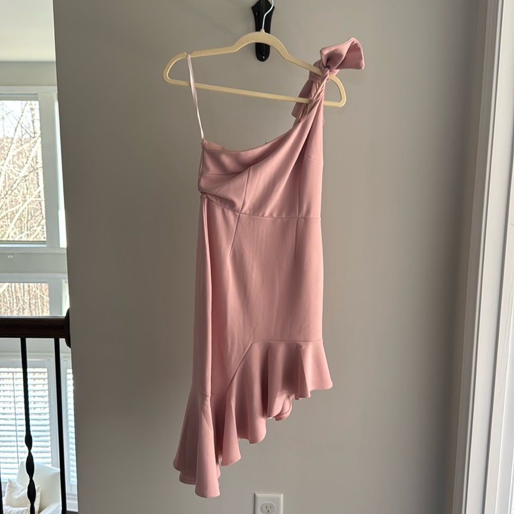 One Shoulder Blush Mini Dress